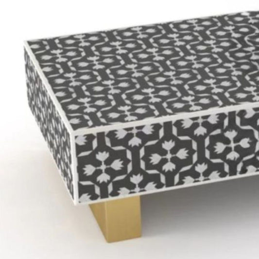 Bone Inlay Rectangle Coffee Table Moroccan Design With Iron Legs - Hansa Handicraft