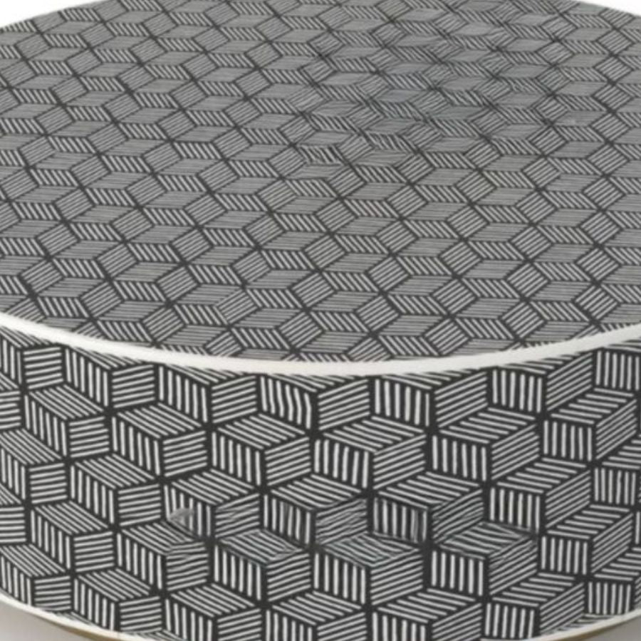 Bone Inlay Round Coffee Table for Home Centre Table Geometric Cube Pattern by Hansa Handicraft - Hansa Handicraft