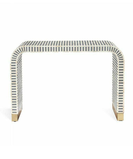 Handmade Striped Waterfall Bone Inlay Console Table | Unique Exotic Design for Entryway, Living Room, and Dining Room Decor - Hansa Handicraft