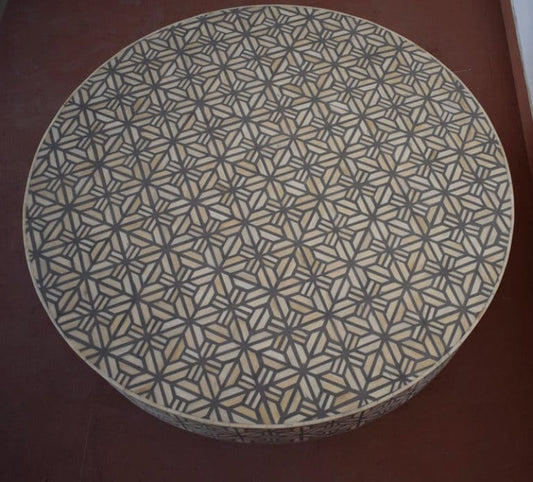 Bone Inlay Round Coffee Table for Home Centre Table Spider Inlay Pattern by Hansa Handicraft - Hansa Handicraft