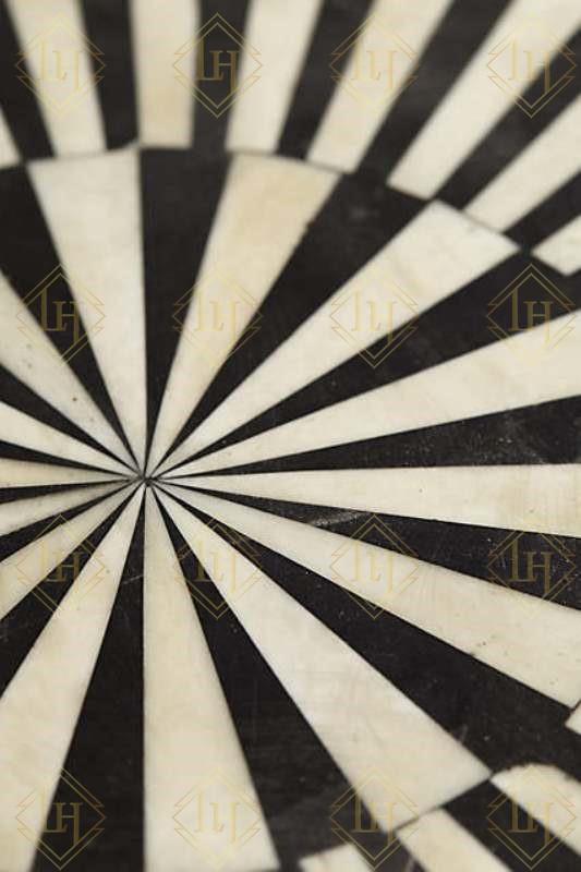 Bone Inlay Round Coffee Table for Home Centre Table Strip Pattern by Hansa Handicraft - Hansa Handicraft