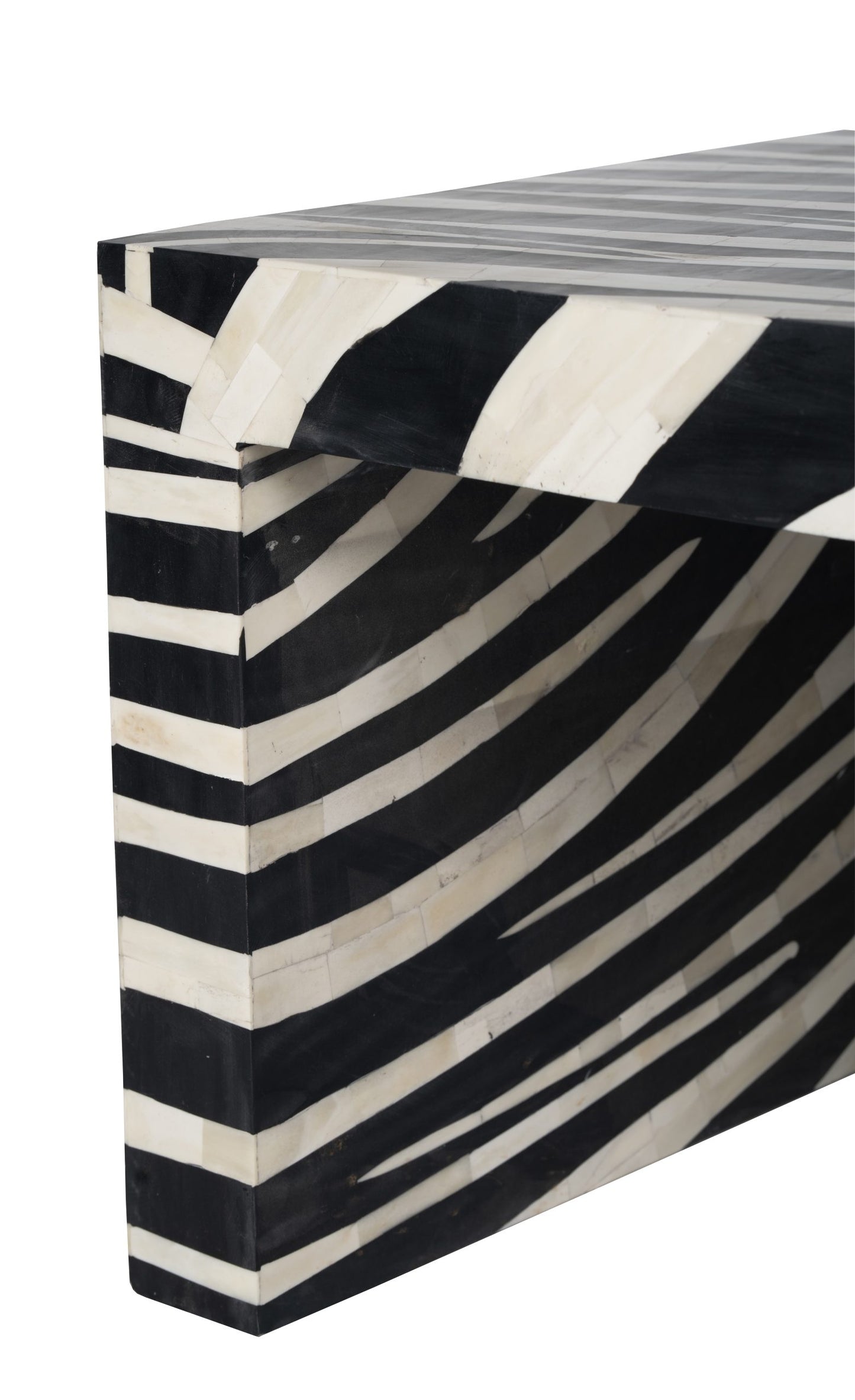 Bone Inlay Serengeti Design Waterfall Coffee Table Black and White, Bone Inlay Serengeti Design Waterfall Center Table, Bone Inlay Table - Hansa Handicraft