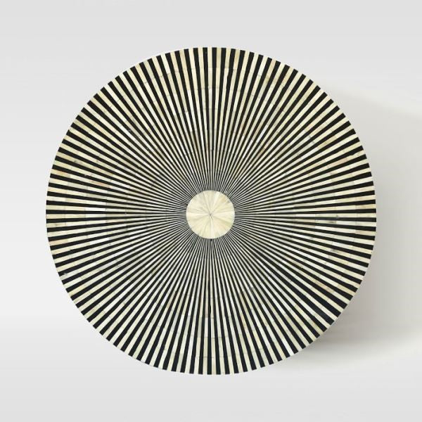 Bone Inlay Round Coffee Table for Home Centre Table Strip Pattern by Hansa Handicraft - Hansa Handicraft