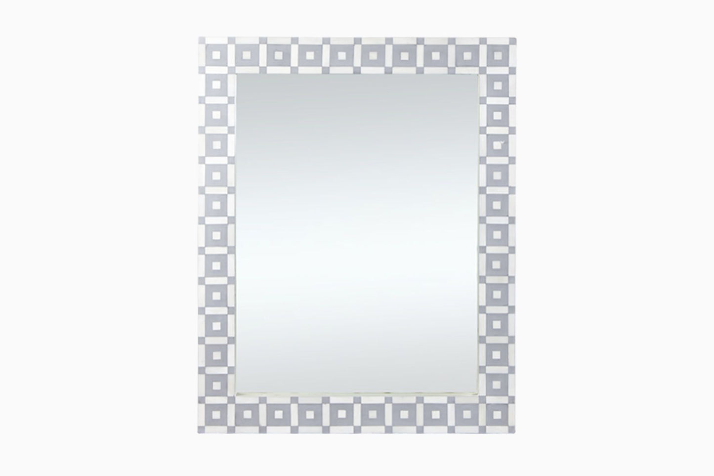 Bone Inlay Mirror Frame Handmade Decor Minimalistic Square Pattern Design Wood Frame Entryway, Hallway, Living Room, Closet Mirror - Hansa Handicraft