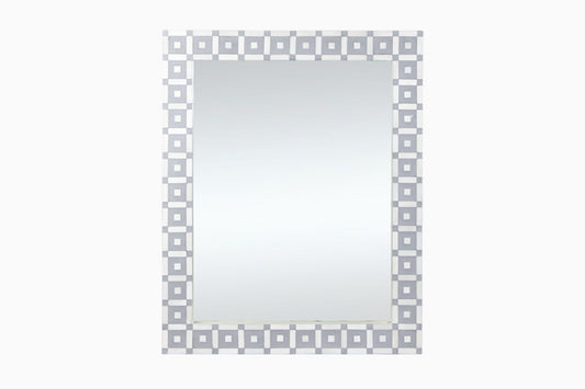 Bone Inlay Mirror Frame Handmade Decor Minimalistic Square Pattern Design Wood Frame Entryway, Hallway, Living Room, Closet Mirror - Hansa Handicraft