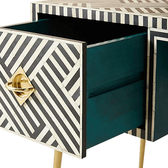 Bone Inlay Desk Geometrical Design Hansa Handicraft