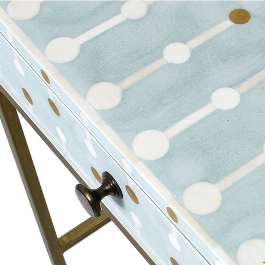 Handmade Bone Inlay Modern Drop Pattern Bedside Table with 1 Drawer for Home and Office Decor - Hansa Handicraft