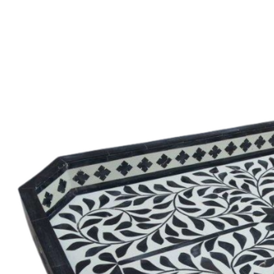 Handmade Bone Inlay Customized Serving Tray Floral Design for Home Decor, Tray for Wedding, Tray for Restaurant, Tray for Coffee Table, Tray for Decor - Hansa Handicraft