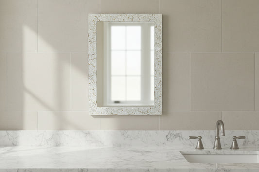 Mother of Pearl Inlay Floral Pattern Mirror Frame Mother of Pearl Mirror Mother of Pearl Frame Bone Inlay Mirror Bone Inlay Frame MOP Frames. - Hansa Handicraft