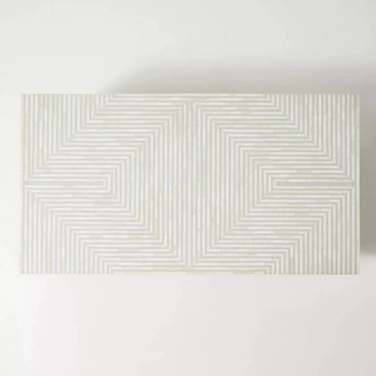 Bone Inlay Rectangle Coffee Table Strip Design With Brass Legs - Hansa Handicraft