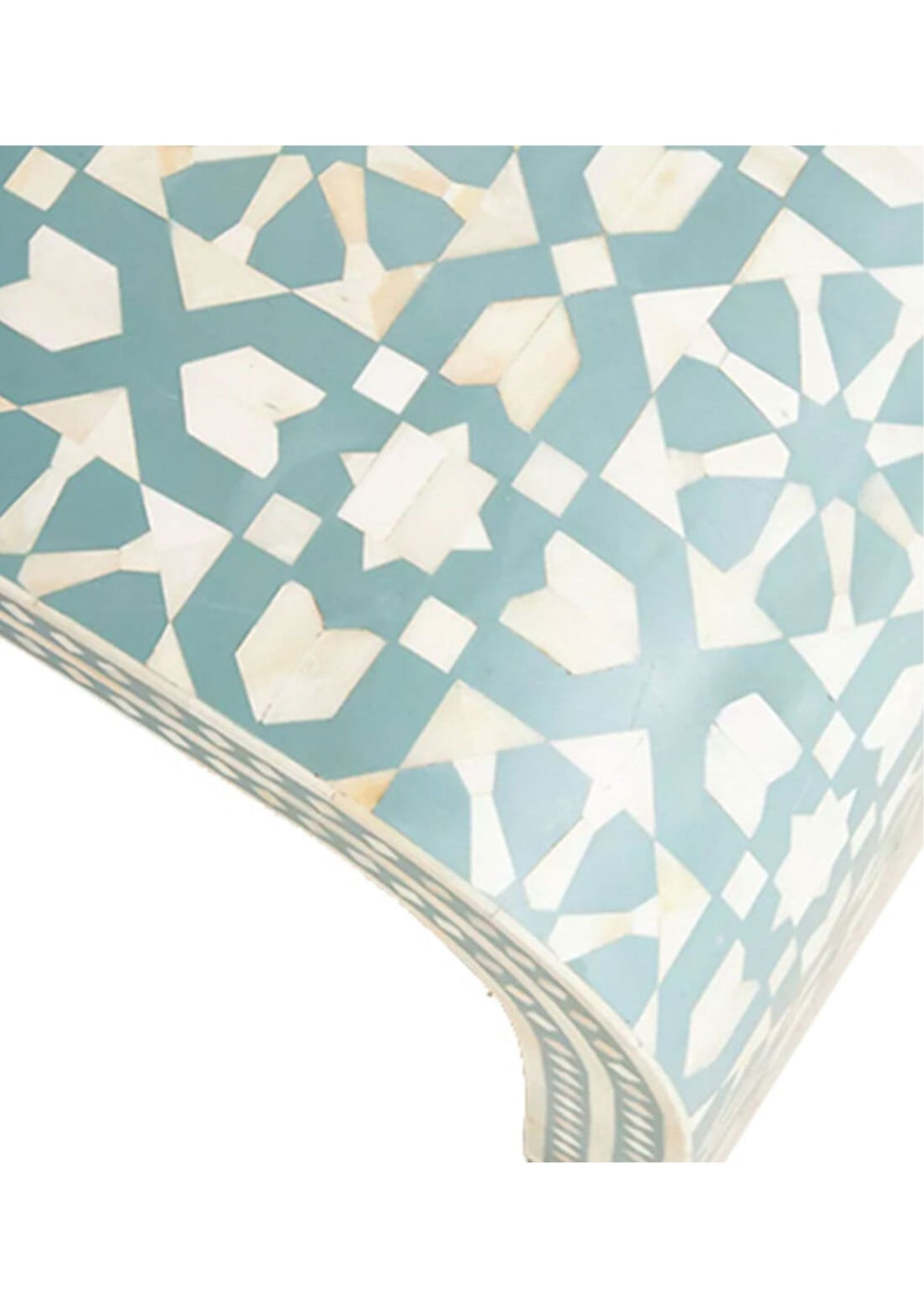 Bone Inlay Moroccan Design Waterfall Coffee Table Green, Bone Inlay Moroccan Design Waterfall Center Table Green, Bone Inlay Table. - Hansa Handicraft