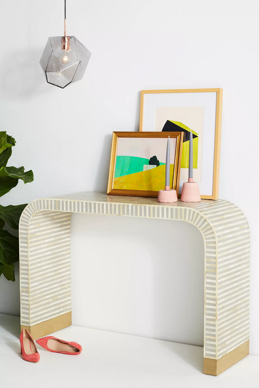 Handmade Moroccan Waterfall Bone Inlay Console Table | Unique Exotic Design for Entryway, Living Room, and Dining Room Decor - Hansa Handicraft