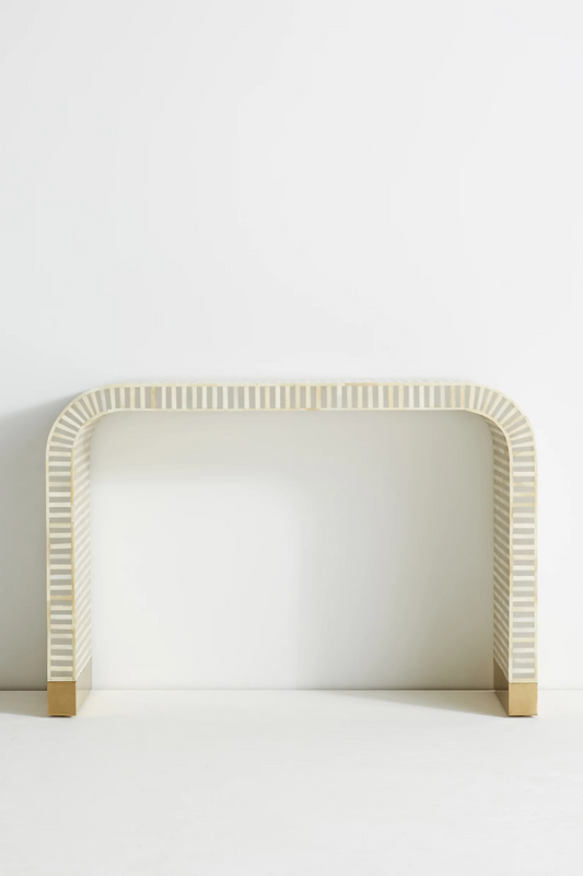 Handmade Moroccan Waterfall Bone Inlay Console Table | Unique Exotic Design for Entryway, Living Room, and Dining Room Decor - Hansa Handicraft