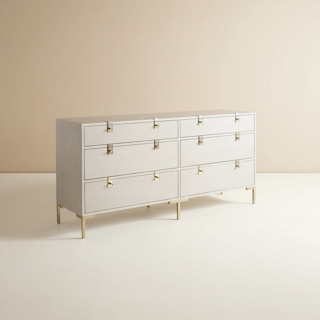 armada 6 drawer dresser with gold knobs Amazon.com: CARPETNAL White Dresser for Bedroom, 6 Drawer Dresser with Wide Drawers and Gold Metal Handles, 47 Wood Dressers & Chests of Drawers for Hallway, Entryway. : Home & Kitchen