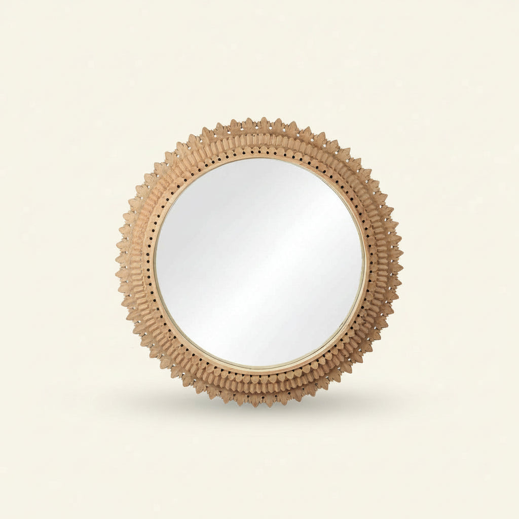 Carved Round Temple Mirror - Large