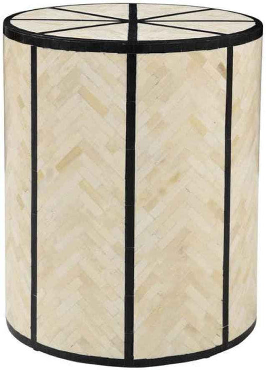 Bone Inlay End Table Handmade Decorative Accent Table with Intricate Inlay Artisan Side Table for Bedroom, Living Room or Entryway Décor