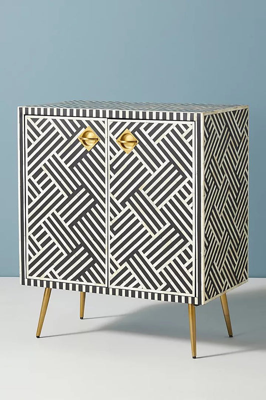 Bone Inlay Entryway Cabinet| Optical Inlay Entryway Cabinet - Hansa Handicraft