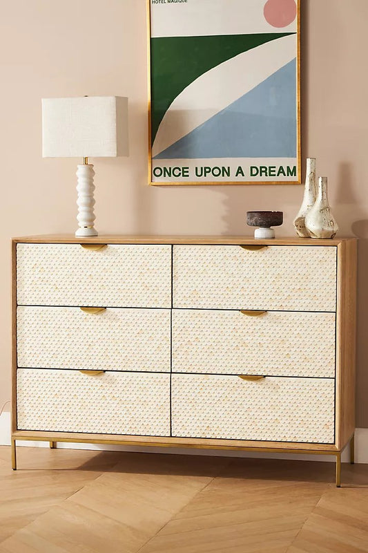 Pisces Six-Drawer Dresser | Modern Dresser Chest of 6 Drawers - Hansa Handicraft