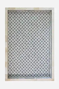 Hansa Handmade Bone Inlay Serving Tray Rectangle Tray Geometrical Pattern Decorative Platter Basket Tray for Ottoman