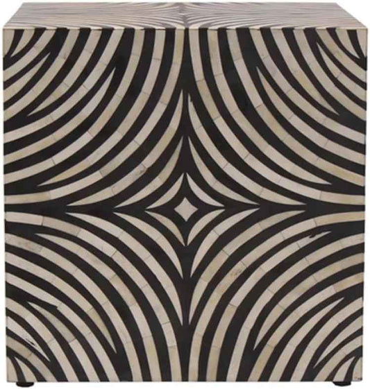 Handcrafted Bone Inlay End Table Elegant Design Accent Table with Intricate Detailing Bohemian Side Table for Living Room, Bedroom or Entryway Décor
