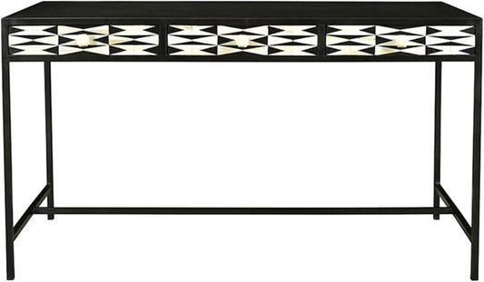 Handcrafted Bone Inlay Console Table Elegant Solid Wood Entryway Table with Intricate Design for Hallway, Living Room or Bedroom Décor