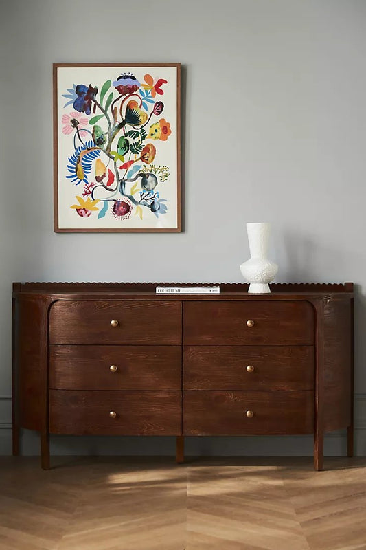 Aria Six-Drawer Dresser | Modern Dresser Chest Of 6 Drawers - Hansa Handicraft