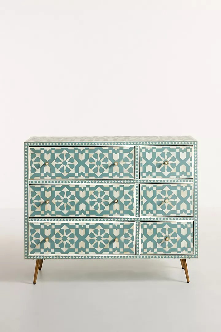 Bone Inlay Moroccan Design | Inlay Six-Drawer Dresser| Chest of 6 Drawers