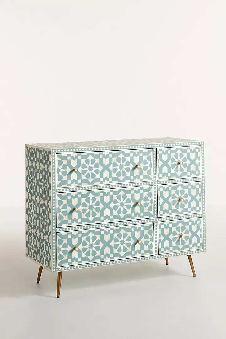 Bone Inlay Moroccan Design | Inlay Six-Drawer Dresser| Chest of 6 Drawers