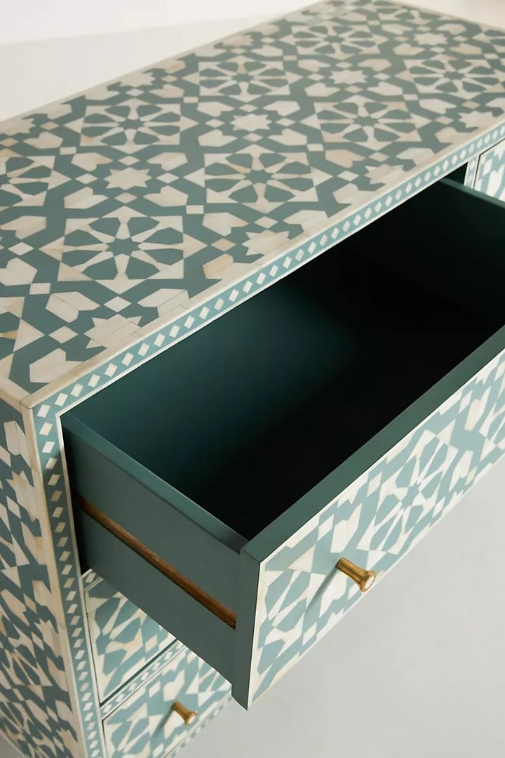 Bone Inlay Moroccan Design | Inlay Six-Drawer Dresser| Chest of 6 Drawers