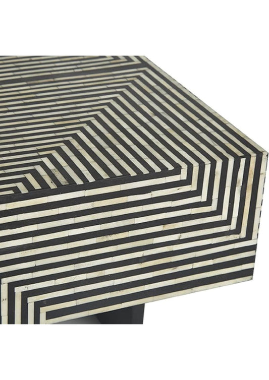 Bone Inlay Wooden Modern MonoChrome Pattern Coffee Table Furniture. - Hansa Handicraft