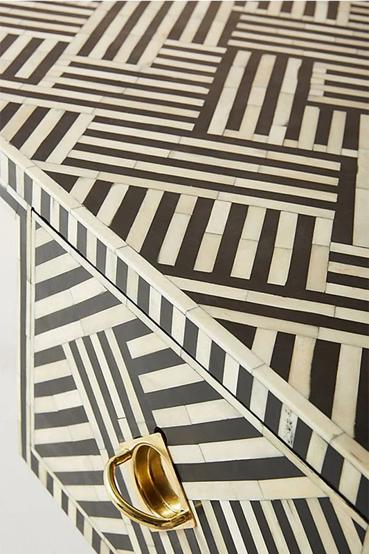 Bone Inlay Desk Geometrical Design Hansa Handicraft