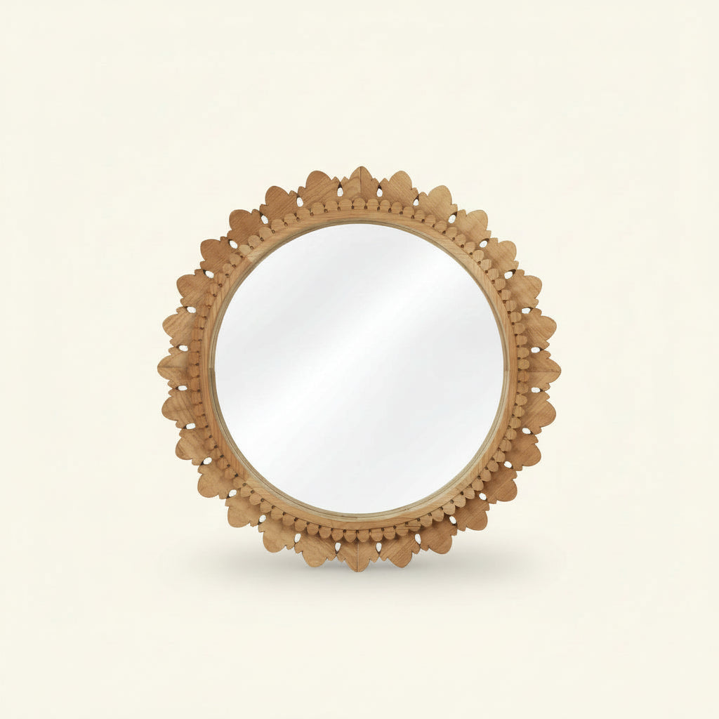 Carved Round Temple Mirror - Variation III
