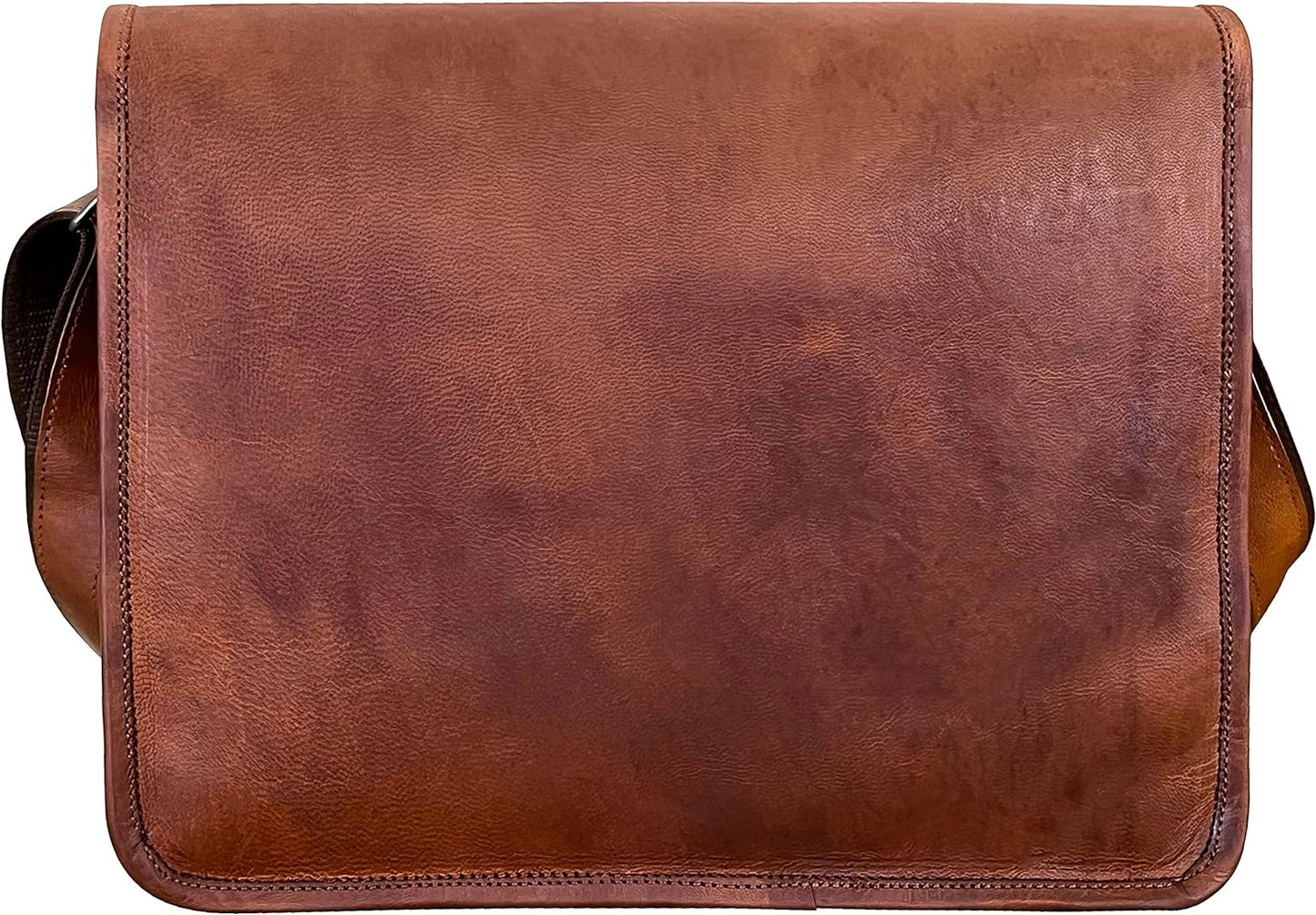 Hansa Handicraft Leather Messenger Bag for Men Women - Full Grain Leather Laptop Satchel Office Shoulder Bag (14 Inch, Brown) - Hansa Handicraft