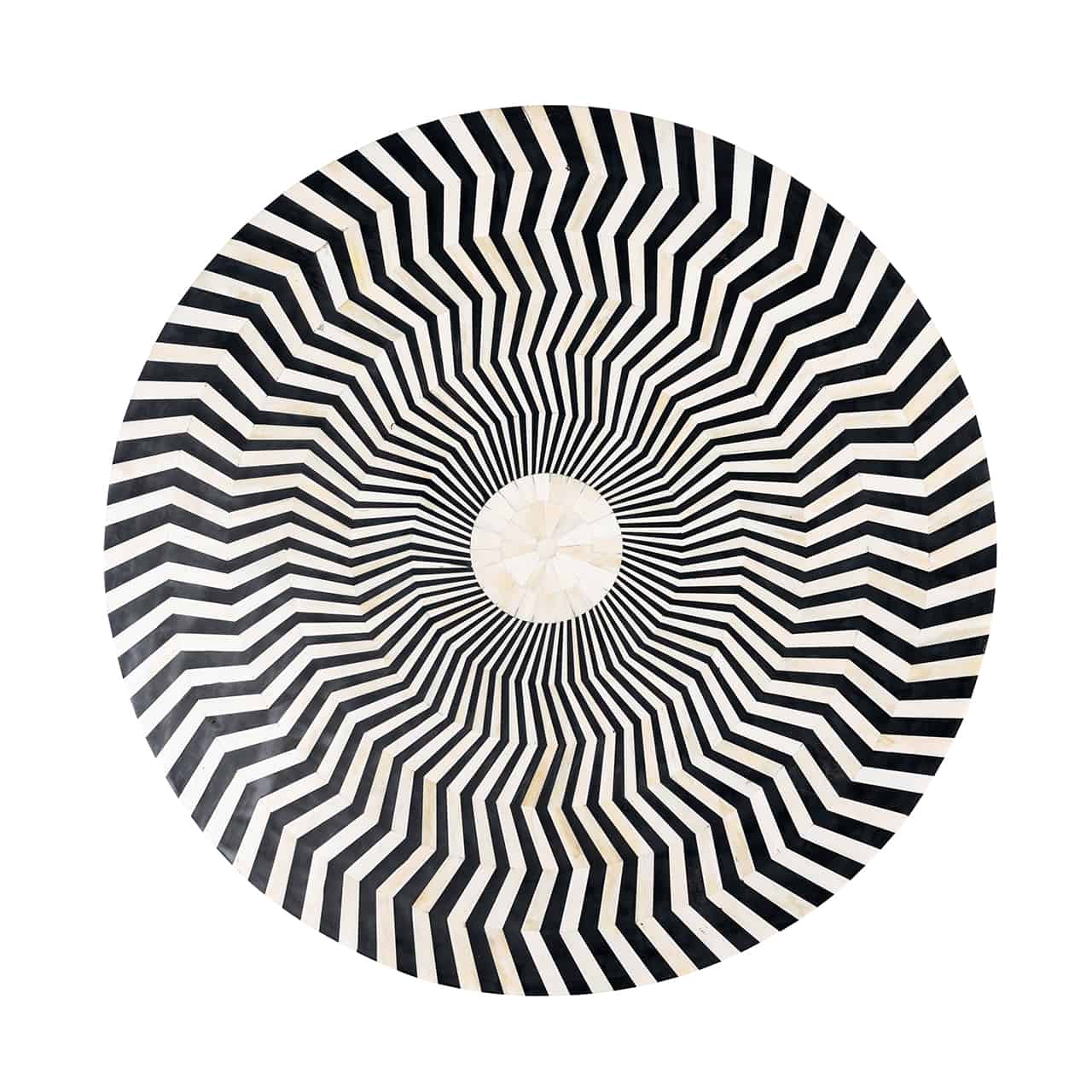 Bone Inlay Round Coffee Table for Living Room Centre Table Zig Zag Strip Pattern Minimalistic Modern Design by Hansa Handicraft - Hansa Handicraft