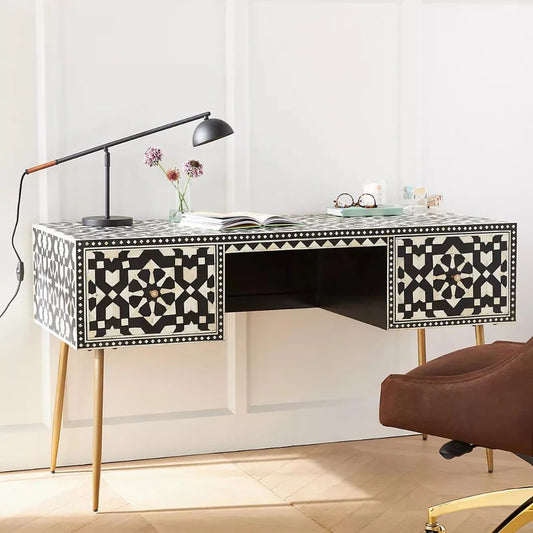 Bone Inlay Taara Console Desk Moroccan Design Hansa Handicraft - Hansa Handicraft