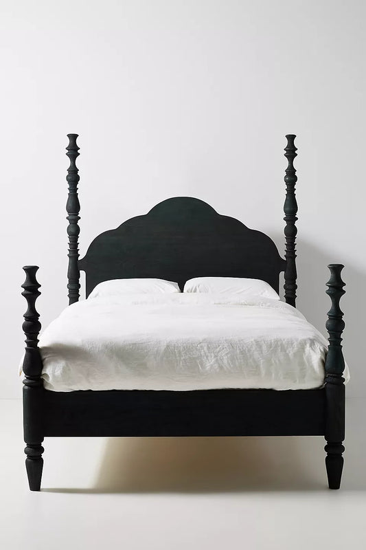 This is a Spindle Four-Poster Bed, featuring intricately turned posts and a classic yet bold design.-hansa handicraft - Hansa Handicraft
