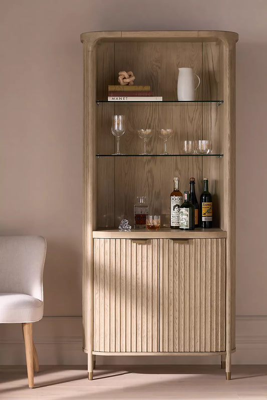 The Isla Fluted Hutch by Hansa Handicraft is an elegant storage and display unit featuring - Hansa Handicraft