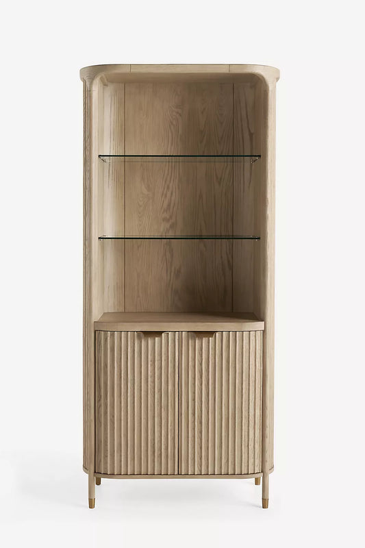 The Isla Fluted Hutch by Hansa Handicraft is an elegant storage and display unit featuring - Hansa Handicraft