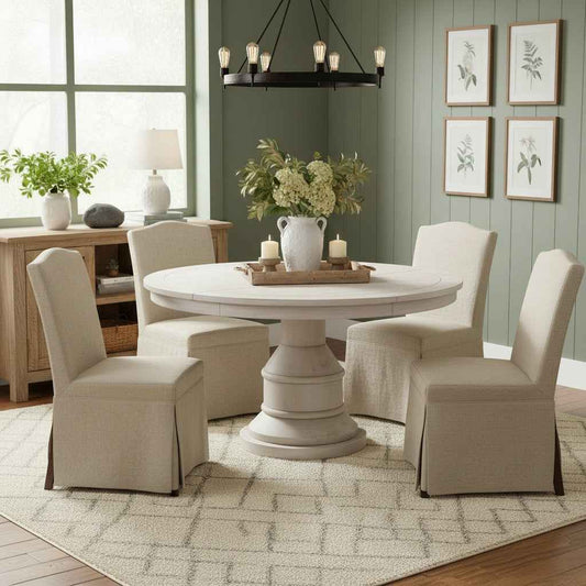 ARUNDEL 54"RD WHITEWASH PINE DINING TABLE