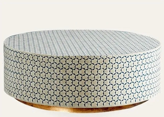 Bone Inlay Round Coffee Table for Home Centre Table Taragua pattern by Hansa Handicraft - Hansa Handicraft