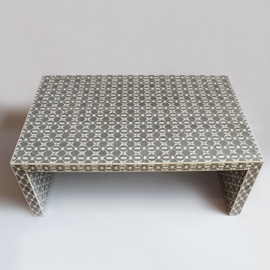 Bone Inlay Rectangle Coffee Table Mughal Design - Hansa Handicraft