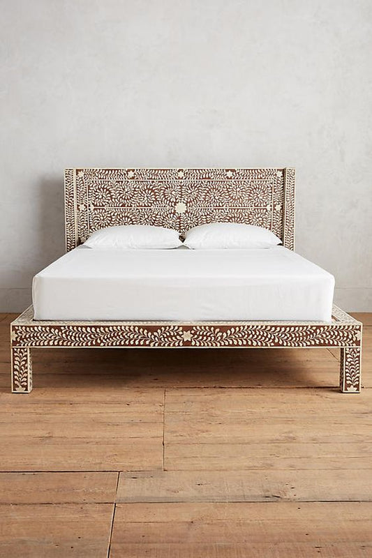 Exquisite Bone Inlay Bed Frame by Hansa Handicrafts - Hansa Handicraft