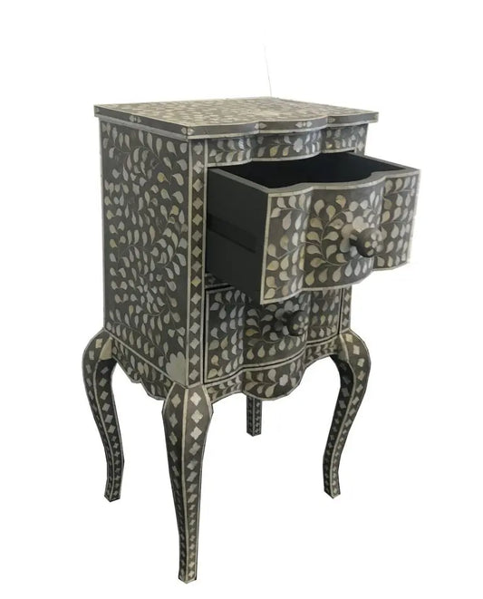 Grey Mother of Pearl Curved leg bedside-hansa industries - Hansa Handicraft