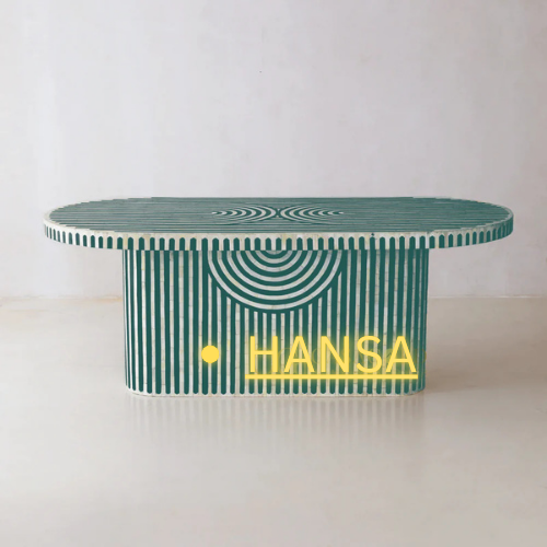 Elegance Dining Table – Green & White - Hansa Handicrafts