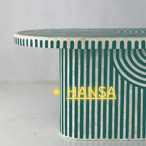 Elegance Dining Table – Green & White - Hansa Handicrafts - Hansa Handicraft