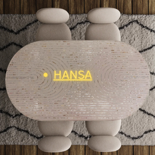 Mother of Pearl Inlay Dining Table – White - Hansa Handicrafts - Hansa Handicraft