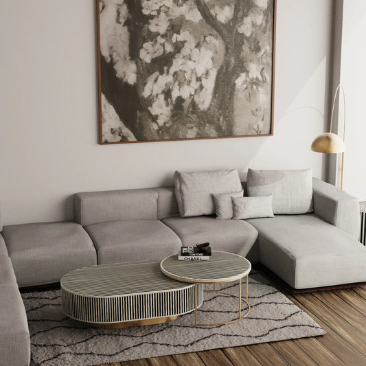 Jordan Waterfall Nesting Coffee Table – Bone Inlay Handcrafted Set by Hansa Handicrafts - Hansa Handicraft