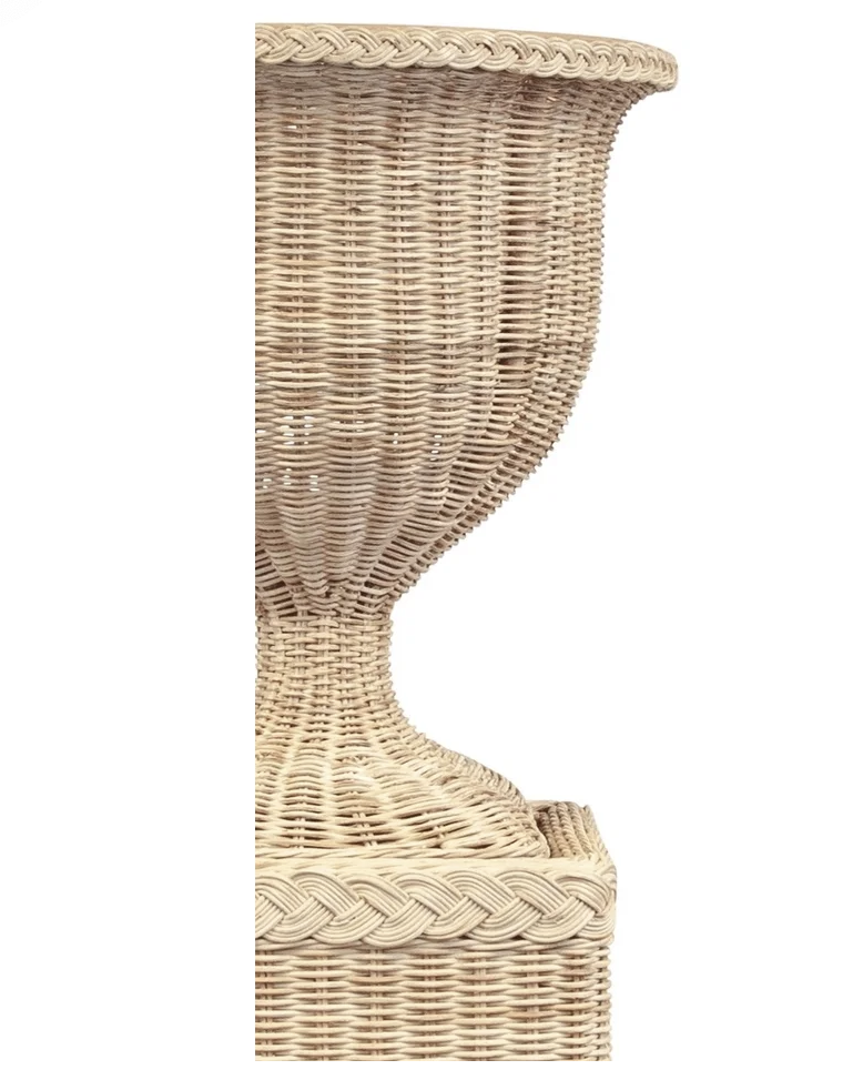 Wicker Braided Column Base Urn