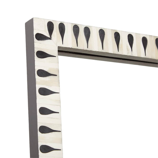 Bone Inlay Floor Mirror, Rectangle Curved Stainless Steel Mirror Caraway. - Hansa Handicraft