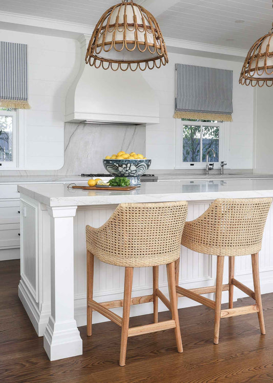 Classic Weave Natural Rattan Bar Stool